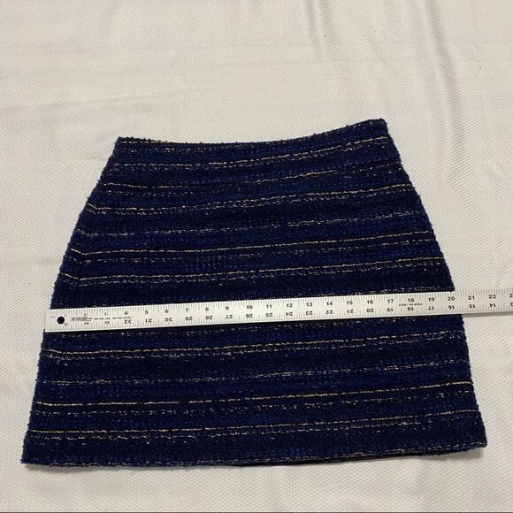 Loft‎ Blue & Gold Tweed Lined Mini Skirt - Picture 4 of 8